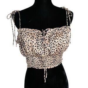 Princess Polly Womens leopard Print Crop String Tie Tank Top bralette beach boho